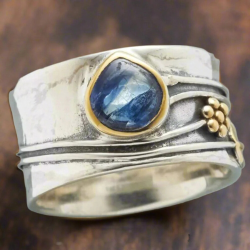 Anillo con Bisel Plata Oro Accent
