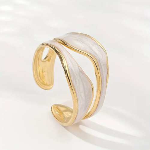 Anillo Plata Oro Sculptural Cuff