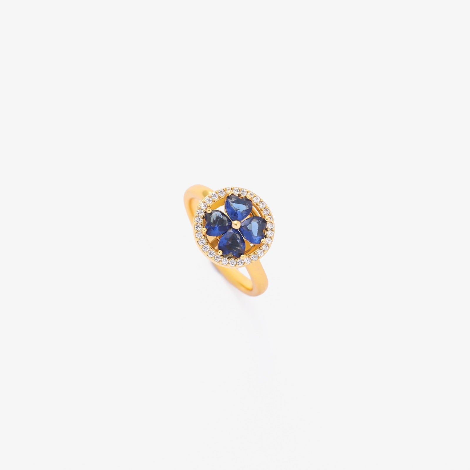 Anillo Floral Oro Zafiro