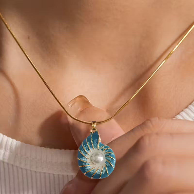 Collar de Perla Oro Seashell