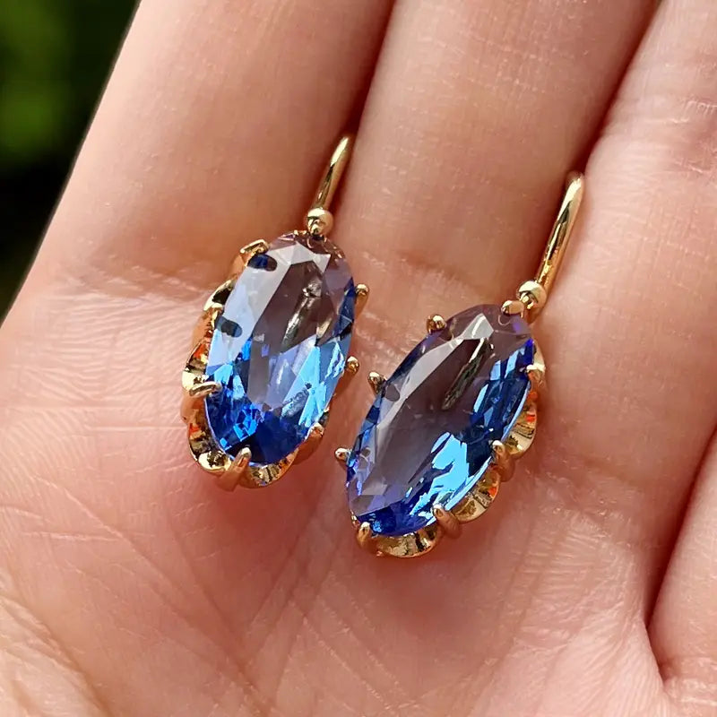 Aretes Colgantes Oro Zafiro