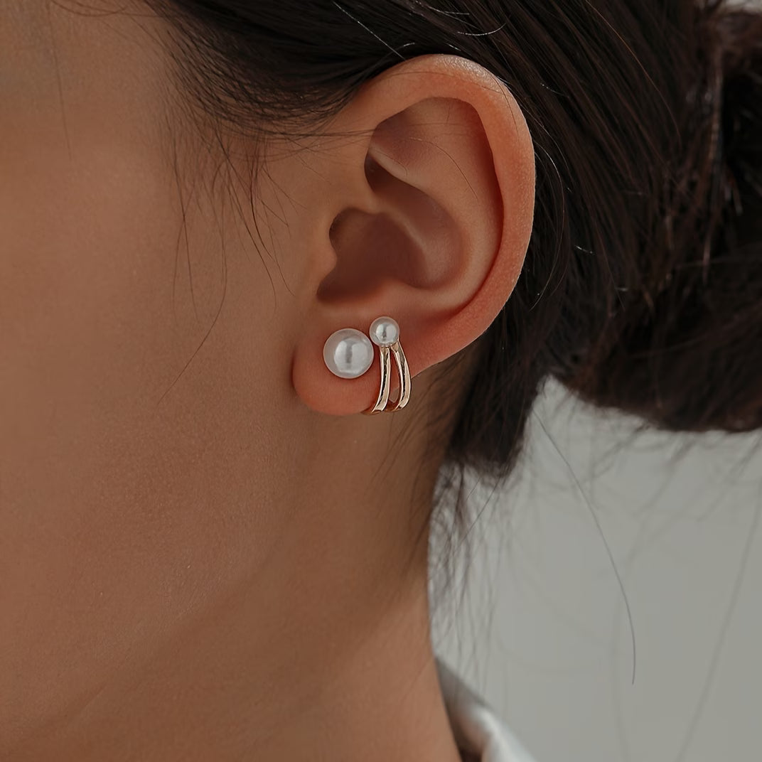 Aretes Llamativos de Perla Double