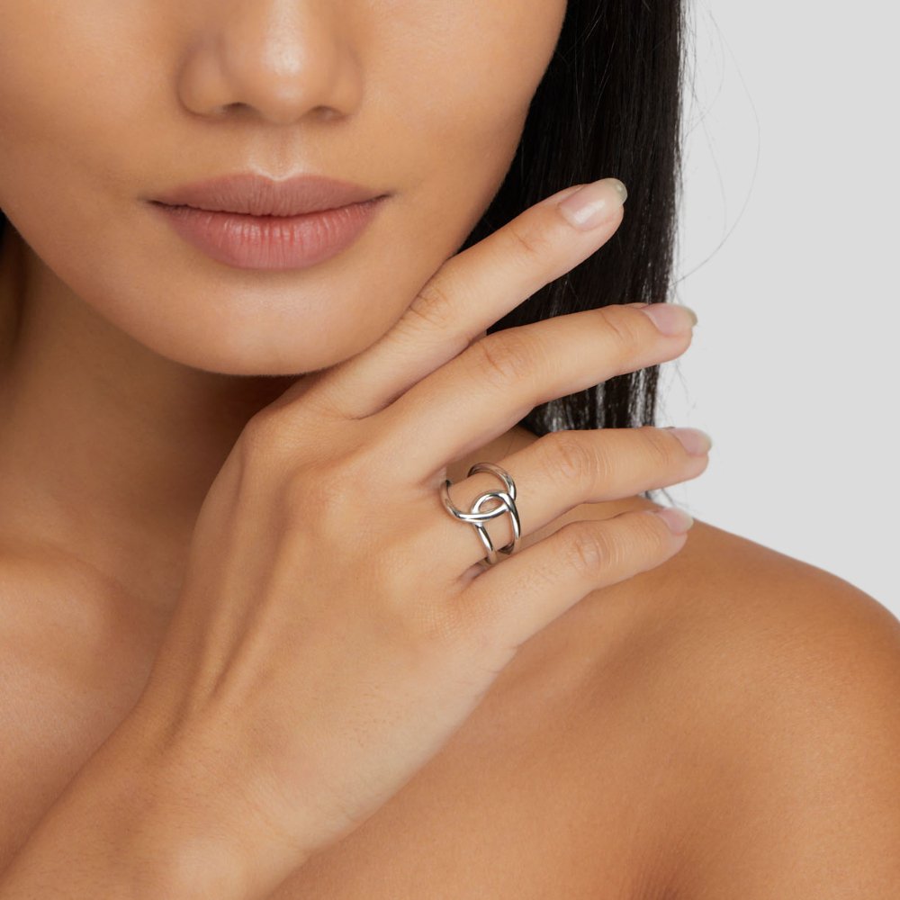 Anillo Abierto Entrelazados Plata