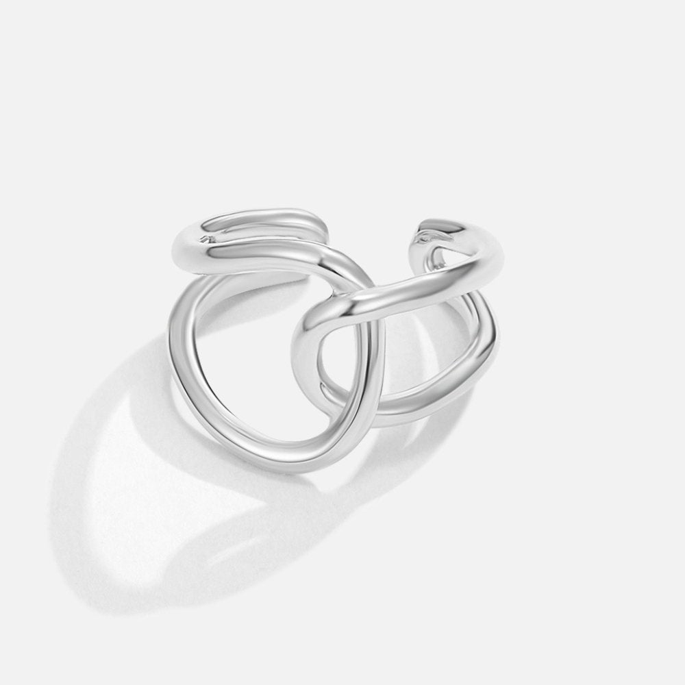 Anillo Abierto Entrelazados Plata
