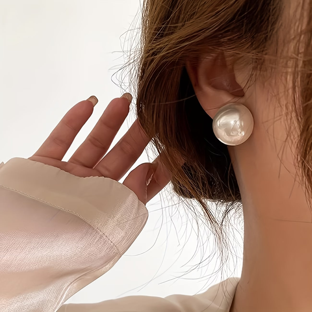 Aretes de Botón Llamativos de Perla