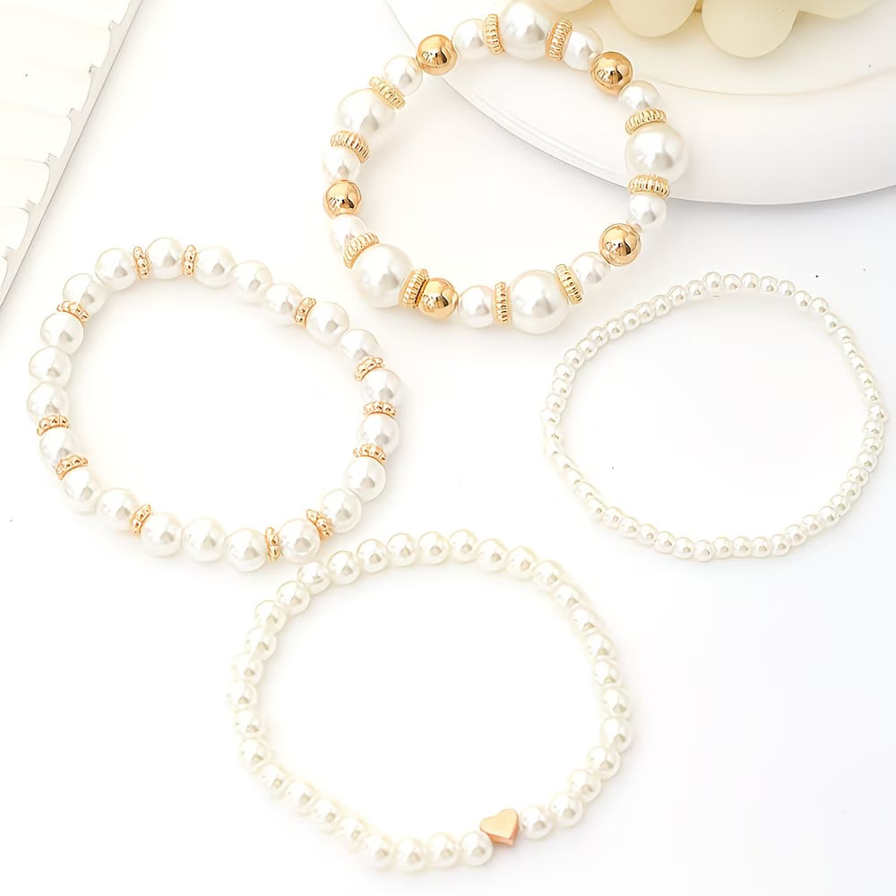 Set de Pulseras de Perla Stacking 4