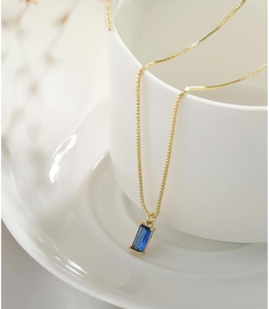 Collar Minimalista Oro Zafiro