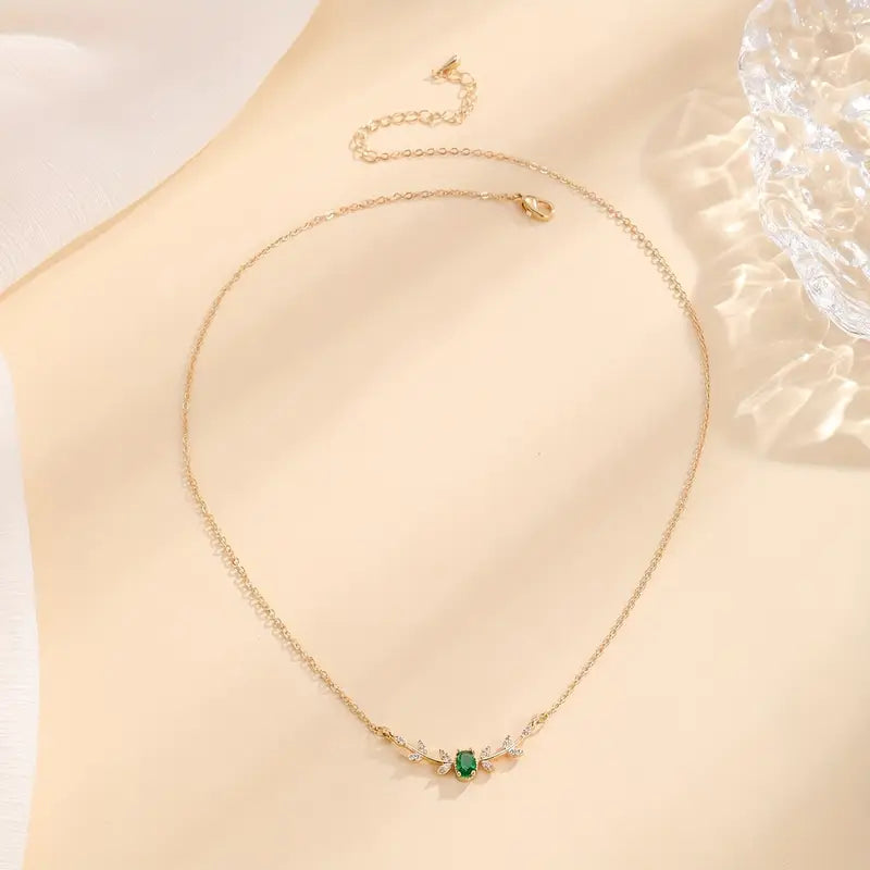 Collar Minimalista Oro Esmeralda