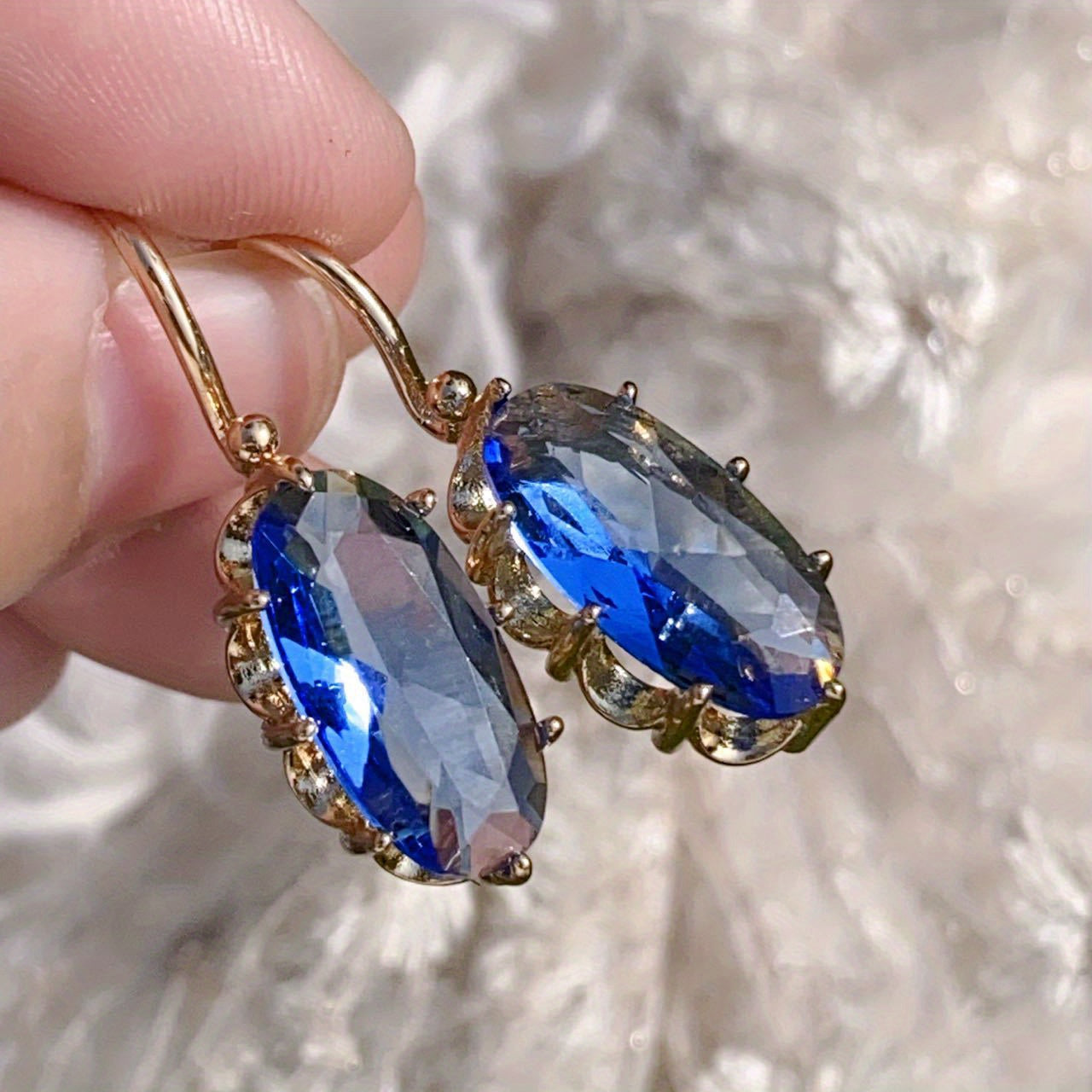 Aretes Colgantes Oro Zafiro