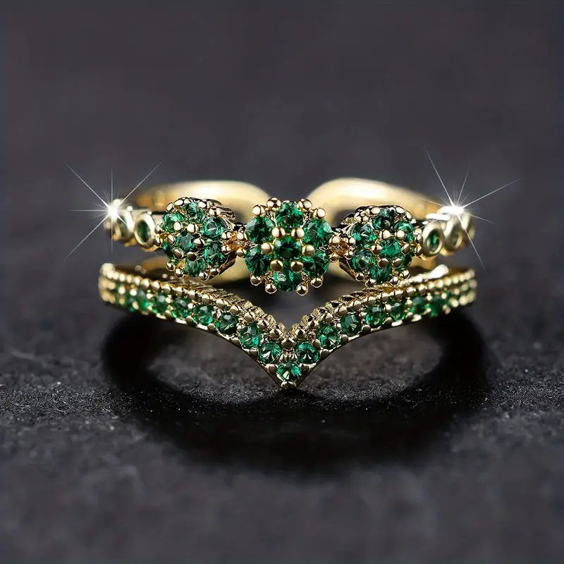 Anillo de Racimo Oro Esmeralda