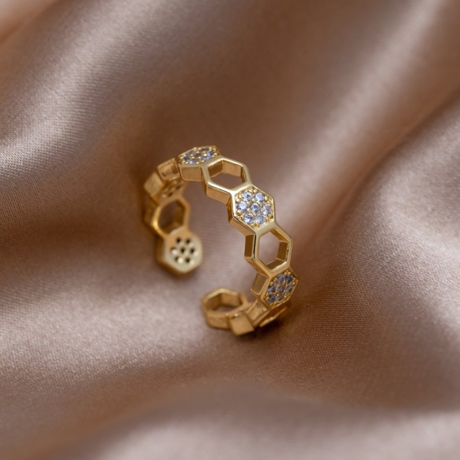Anillo Abierto Oro Geometric