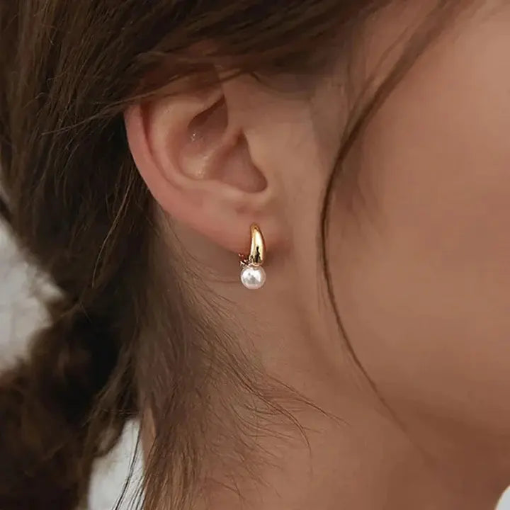 Aretes de Aro de Perla Oro