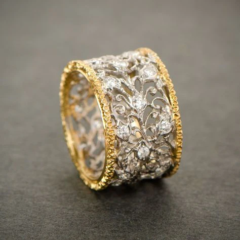 Anillo de Banda Plata Oro Ornate