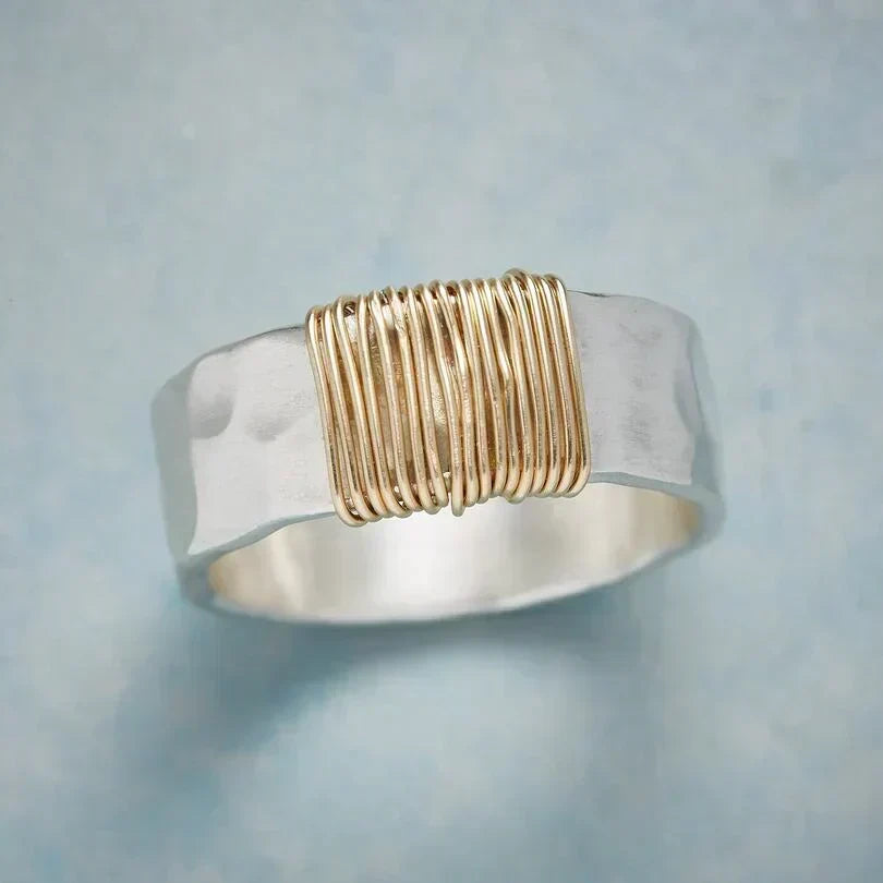 Anillo Plata Oro Wire Wrapped