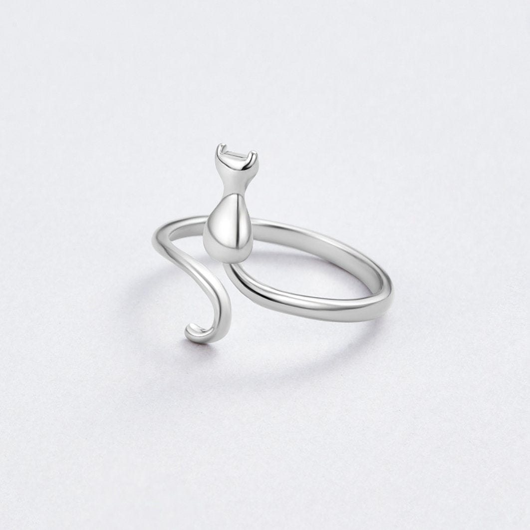 Anillo Plata Cat Motif