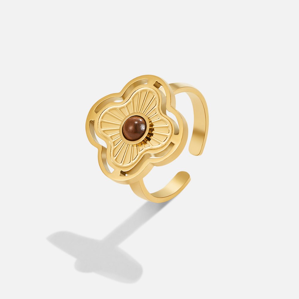 Anillo Abierto Floral Oro