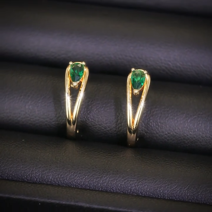 Aretes de Aro Oro Esmeralda Accent