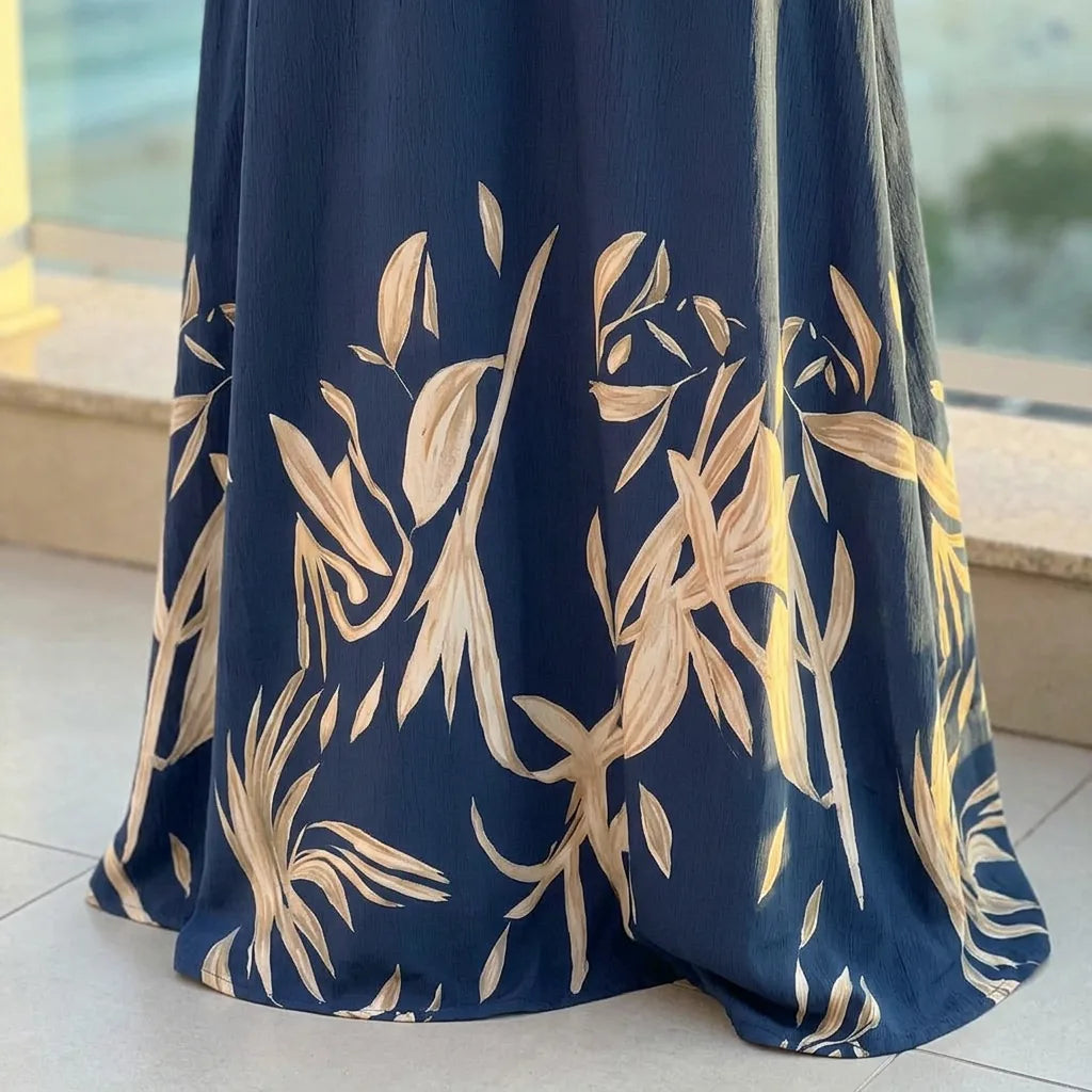 Wrap V-Neck Maxi Dress with Tie-Sleeve Detail