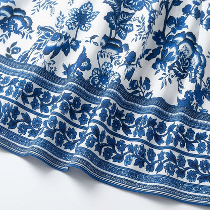 Toile Print Tie-Strap Midi Dress