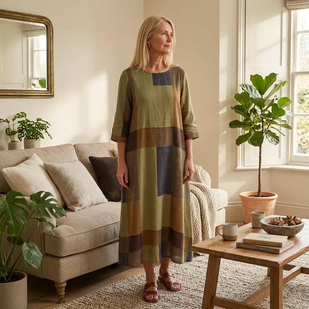 Colour Block Patchwork Midi Dress