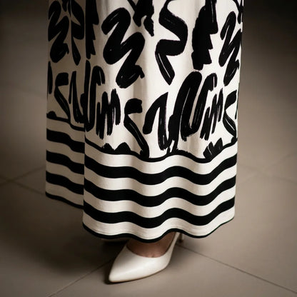 Zebra Print Cold Shoulder Maxi Dress with Side Slit