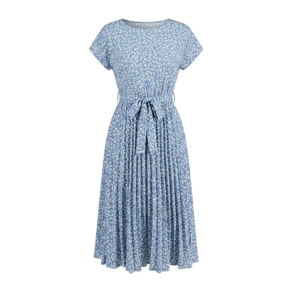 Vestido Midi Estampado Gola em O - Betriz