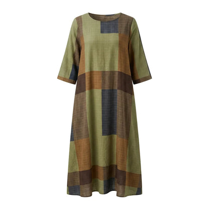 Colour Block Patchwork Midi Dress