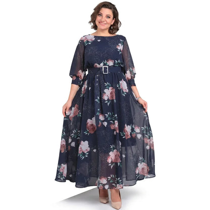 Floral Print Belted Midi Dress