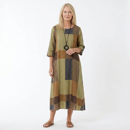 Colour Block Patchwork Midi Dress
