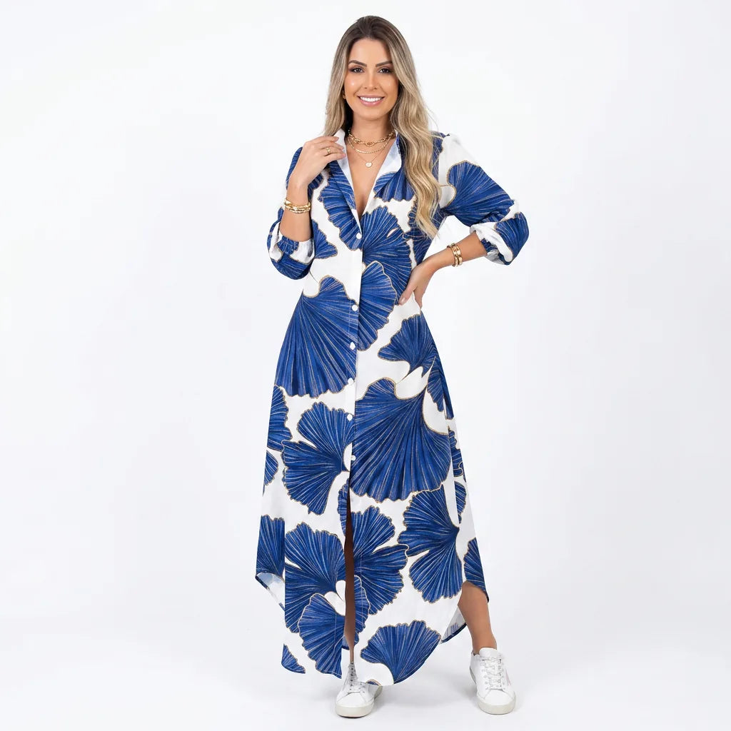 Striped Button-Front Shirt Dress