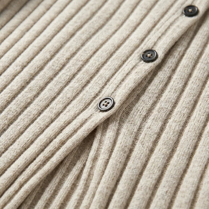Ribbed Knit Turtleneck Midi Dress with Side Split