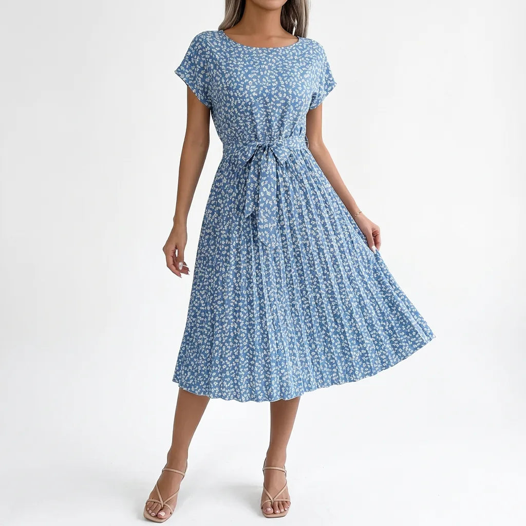 Vestido Midi Estampado Gola em O - Betriz