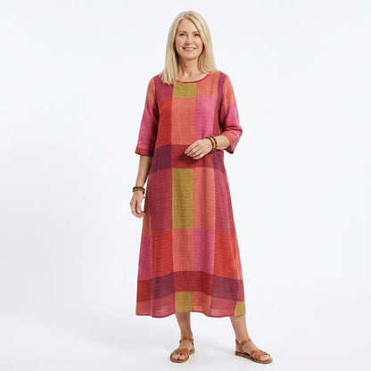 Colour Block Patchwork Midi Dress