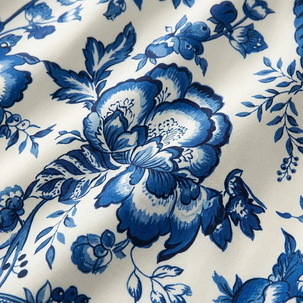 Toile Print Tie-Strap Midi Dress