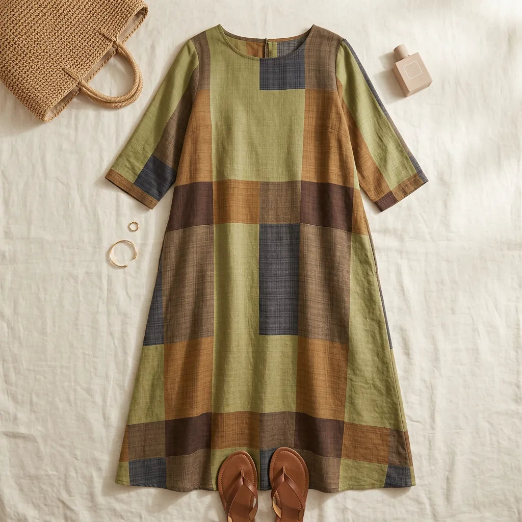 Colour Block Patchwork Midi Dress