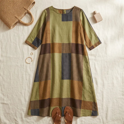 Colour Block Patchwork Midi Dress