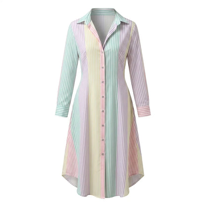 Striped Button-Front Shirt Dress