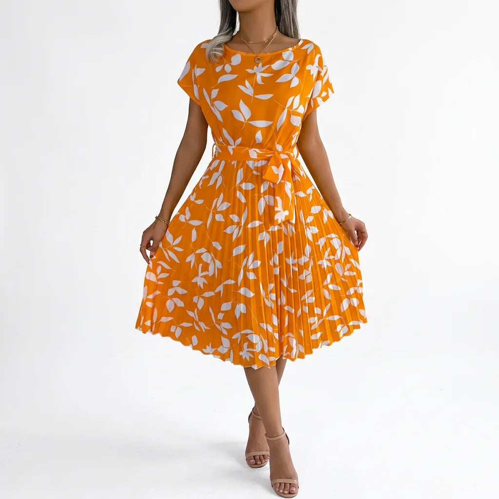 Vestido Midi Estampado Gola em O - Betriz