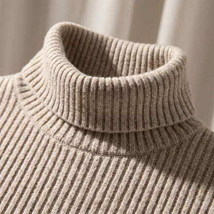 Ribbed Knit Turtleneck Mini Dress