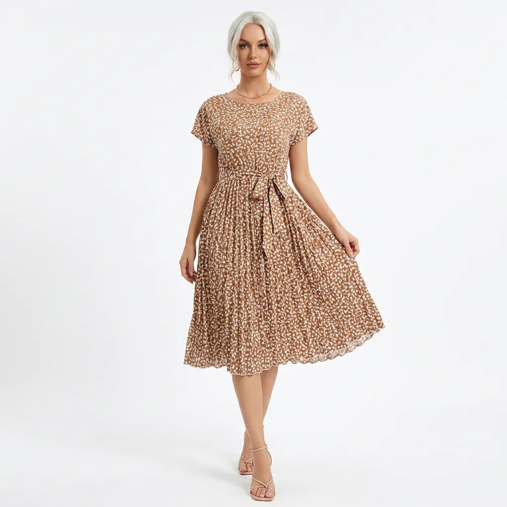 Vestido Midi Estampado Gola em O - Betriz