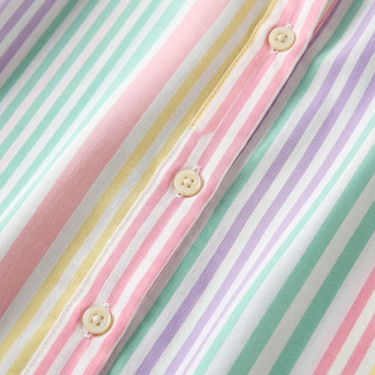 Striped Button-Front Shirt Dress