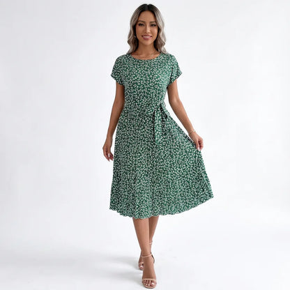 Vestido Midi Estampado Gola em O - Betriz