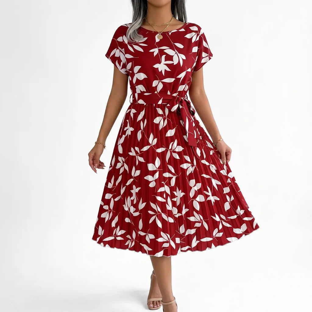 Vestido Midi Estampado Gola em O - Betriz