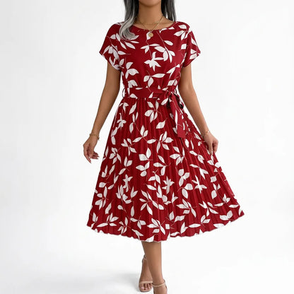 Vestido Midi Estampado Gola em O - Betriz