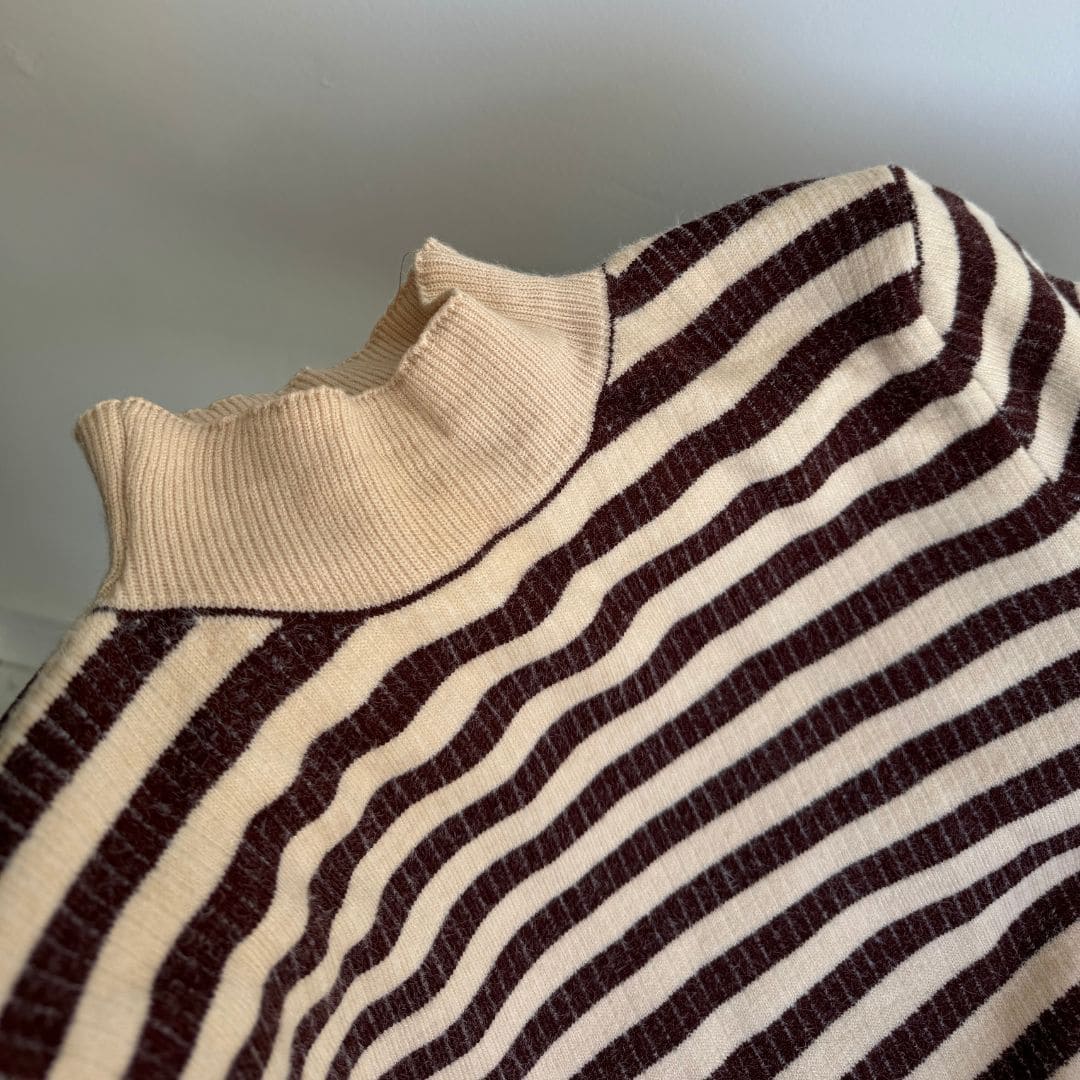 Striped Ribbed Turtleneck Sweater