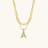 Collar en Capas con Inicial con Letra Oro Fiona