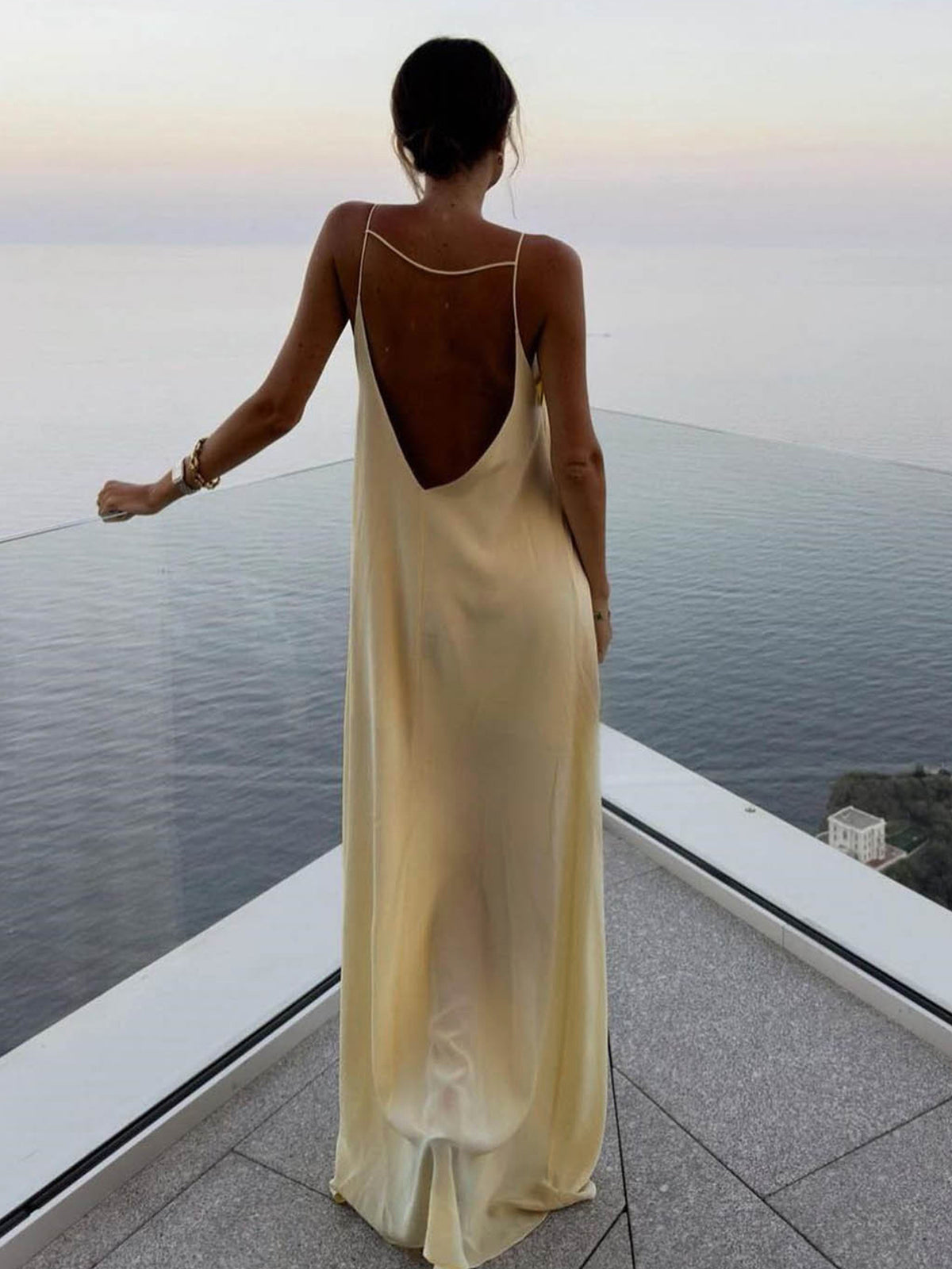 Satin Open-Back Slip Dress