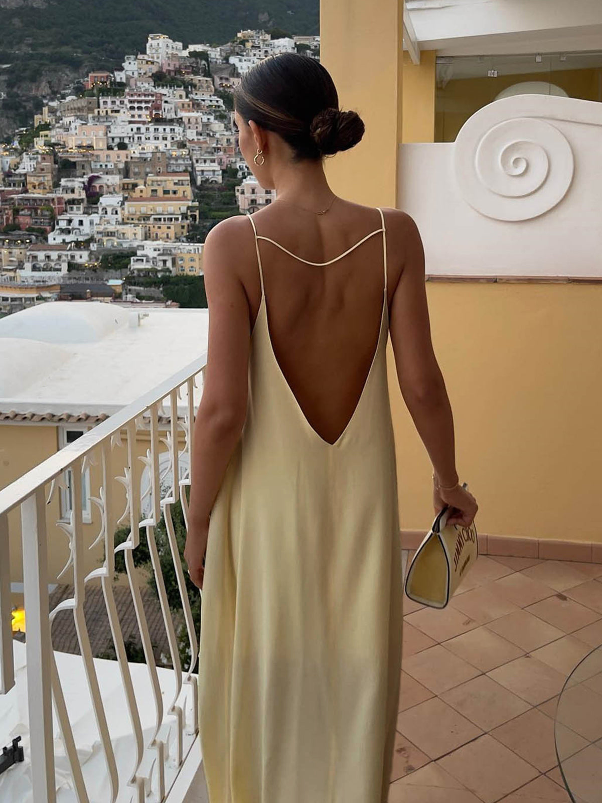 Satin Open-Back Slip Dress