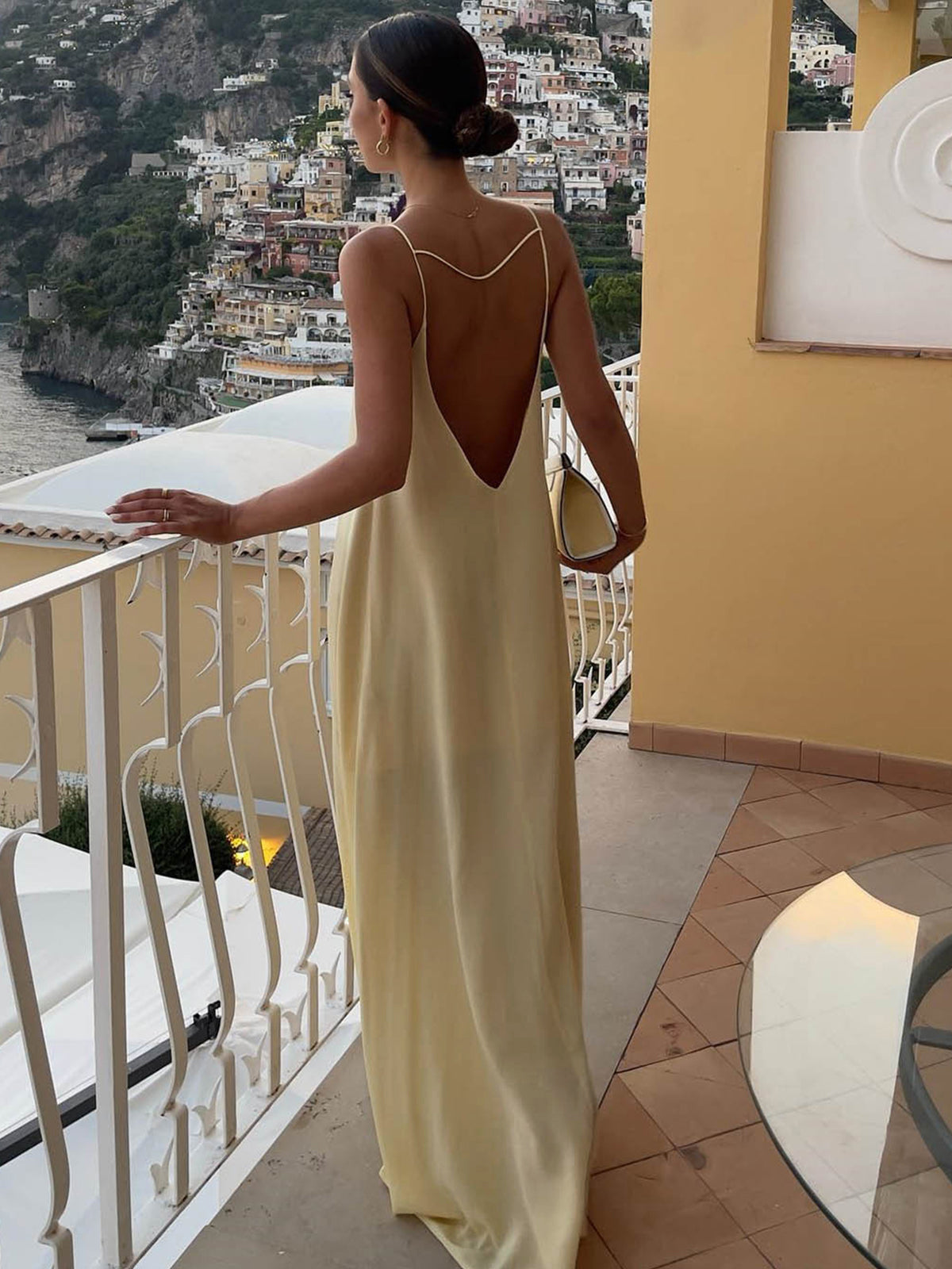 Satin Open-Back Slip Dress