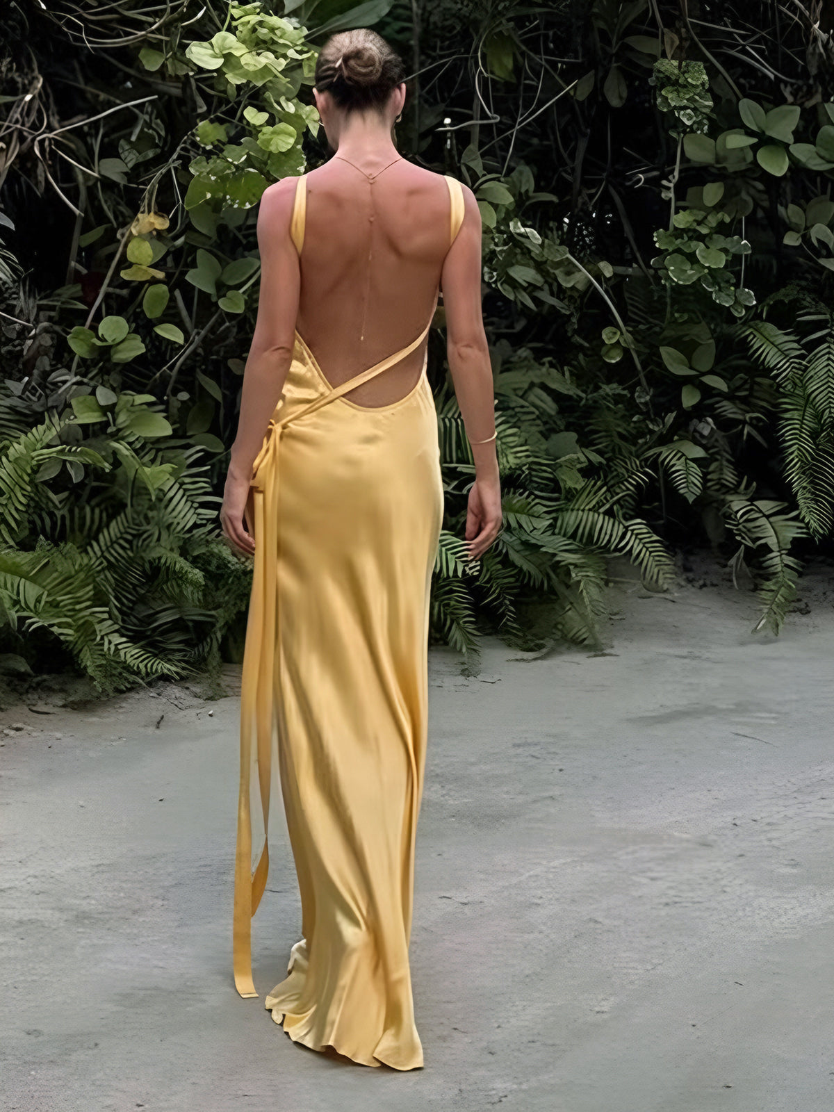 Satin One-Shoulder Cowl-Back Maxi Dress